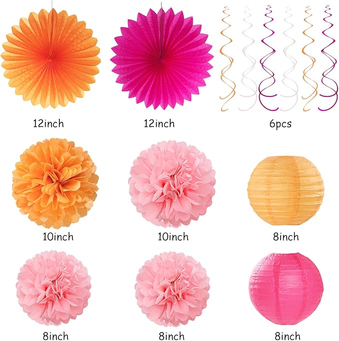 Hot-Pink Orange 21st Happy-Birthday Party-Decorations - Image 4