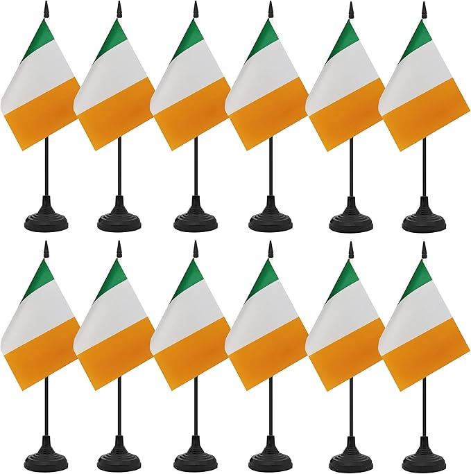 12 Pack Ireland Desk Flag Set, Irish Table Office Flag, Small Miniature Desktop by Unknown