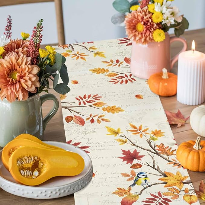 Thanksgiving Fall Cotton Linen Table Runner - Image 4