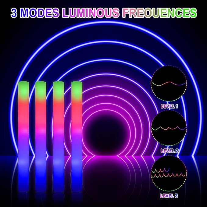 LifBetter 30 Pcs Foam Glow Sticks Bulk, Led Glow Sticks - Image 2