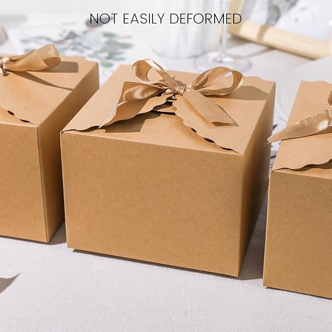 VGOODALL 10PCS Gift Boxes, 4.7" x 4.7" x 3.5" Brown Candy Boxes - Image 4