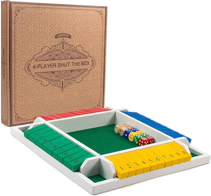 AMEROUS Shut The Box Dice Game-12 inches-Colorful Design-1-4 Players-12 - Image 6