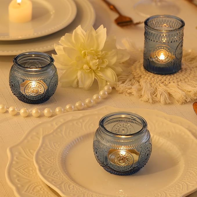 DARJEN Blue Votive Candle Holders Set of 36 - Image 6
