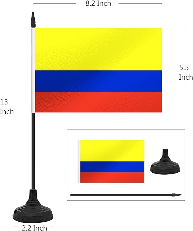 12 Pack Colombia Desk Flag Set, Colombian Table Office Flag, Small Miniature - Image 2