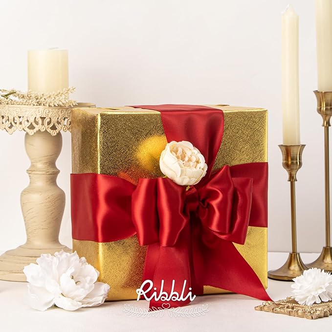 Ribbli Red Double Faced Satin Ribbon, 3” x Continuous 10 Yards, Use - Image 3