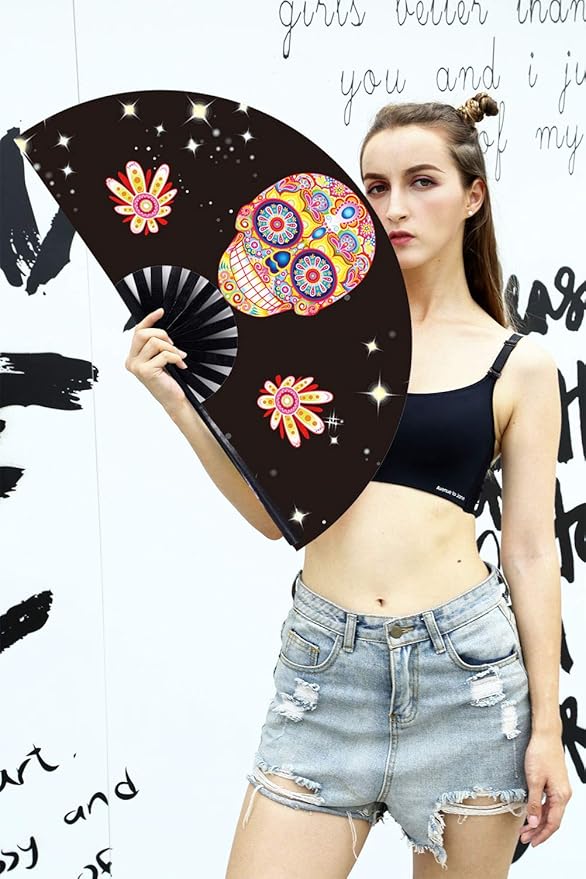Amajiji Large Folding Hand Rave Fan Popping Fan - Image 3