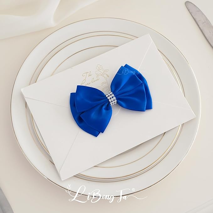 Royal Satin Bows 4'' Premade Blue Ribbon Bow, Gift Bows - Image 8