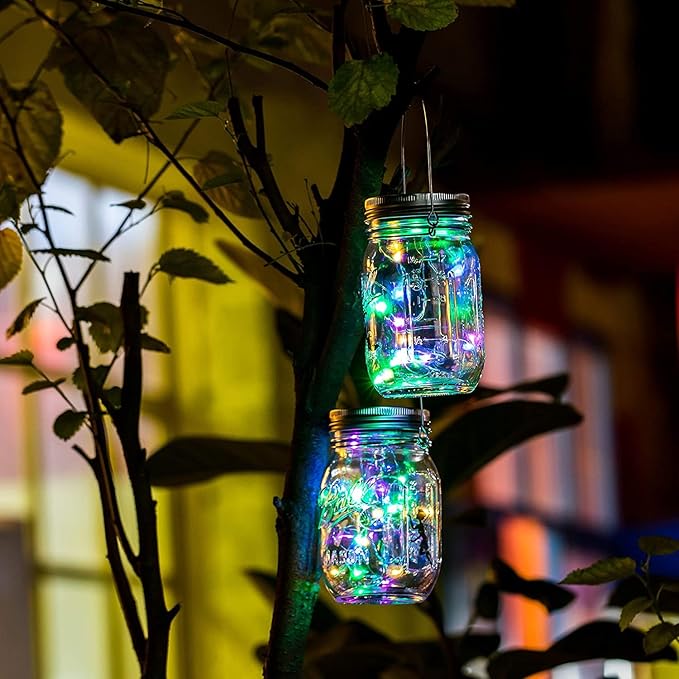 VOOKRY 12 Pack Solar Mason Jar Lights, 30 LED Mason Jar Lids Waterproof Firefly - Image 7