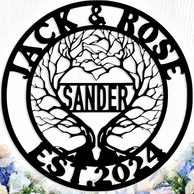 Personalized Tree of Life Metal Sign Wall Art Decor, Custom Wedding Gifts by logo