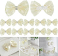 Ivory Satin Bows 4'' Premade Ivory Ribbon Bows, Gift Bows by LiBongTa