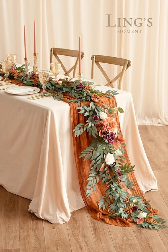 Ling's Moment Terracotta Flower Garland - 6FT Eucalyptus & Rose - Sweetheart - Image 3