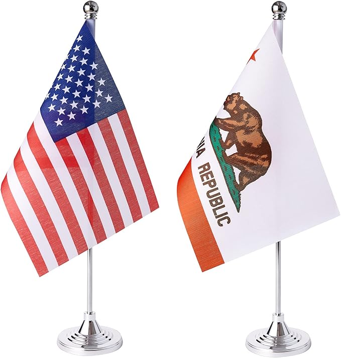 ZXvZYT 2 Pack American US California flag USA Calif CA State table flag by ZXvZYT