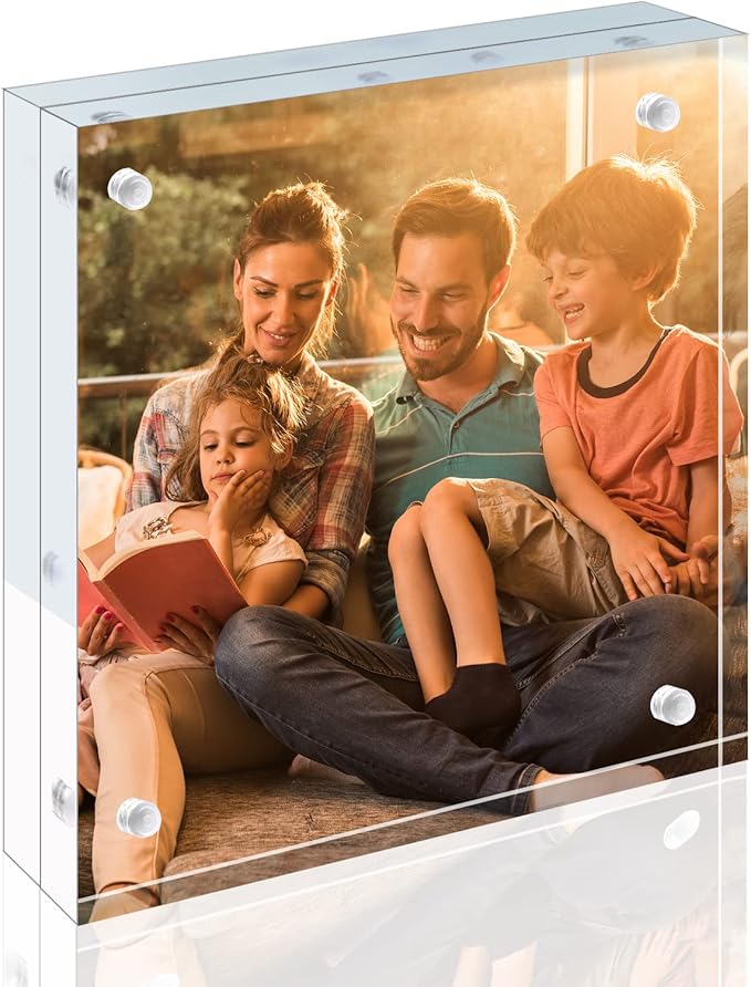 Egofine 5x5 Acrylic Frame, 20mm Thicker Frameless Clear Picture Frames by Egofine