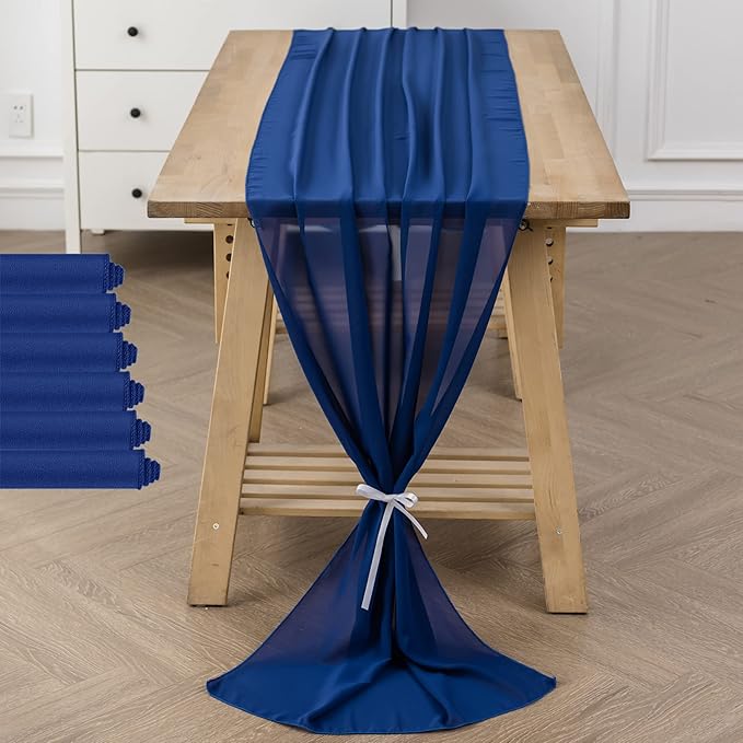 6Pack 9ft Chiffon Table Runner 14x108 Inch Sheer Romantic Table Runner - Image 6