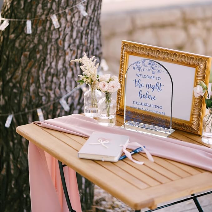 Acrylic Wedding Signs, Dusty Blue Wedding Decor, Modern Calligraphy Arch - Image 7