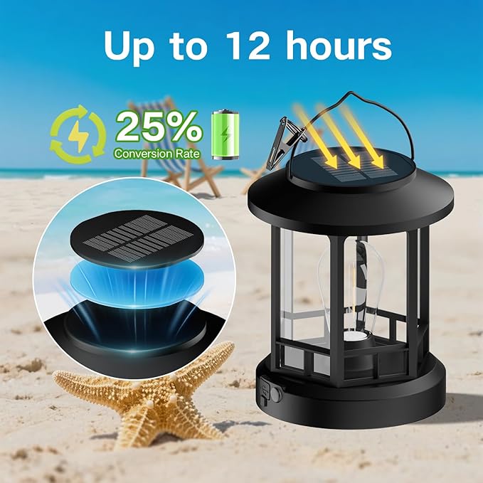Solar Lights Outdoor Hanging Lantern, Solar Lanterns Waterproof - Image 2