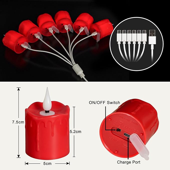 FREEPOWER Rechargeable Flameless LED Votive Candles Red Waterproof LED Candles - Image 4