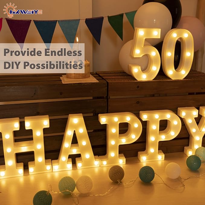 HXWEIYE Light Up Numbers-5, LED Marquee Number Lights Sign 26 Alphabet and 10 - Image 4