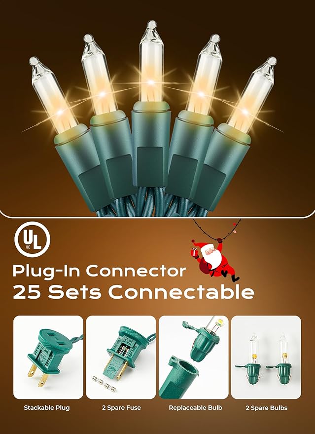 Minetom LED Clear Christmas String Lights, Christmas Decorations Indoor - Image 4