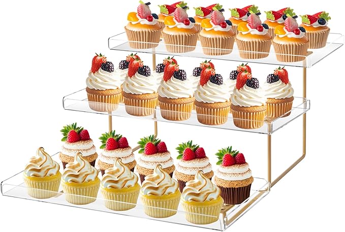 3 Tier Serving Tray Set for Entertaining, Acrylic Wedding Dessert Table Display by Unknown