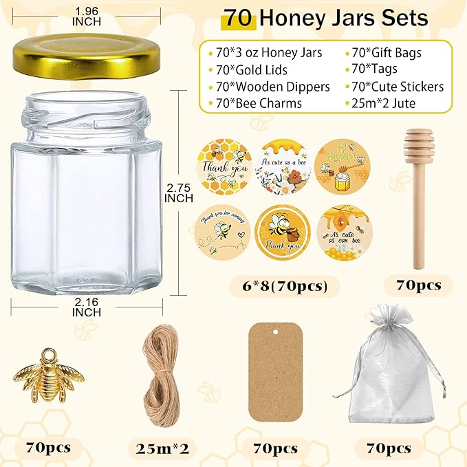 Aliggbent 70 Pack Small Honey Jars - Image 2