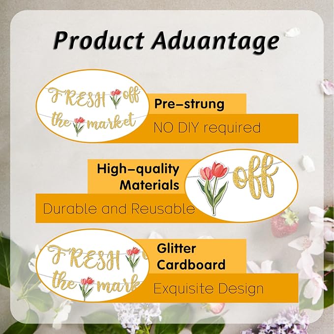 Fresh Off The Market Bridal Shower Banner, No DIY. - Image 2
