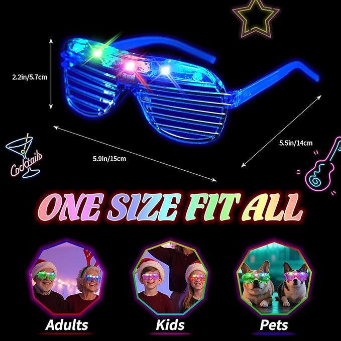 108 PCs LED Glasses, Light Up Glasses, Glow Glasses Glow In The Dark Party - Image 3