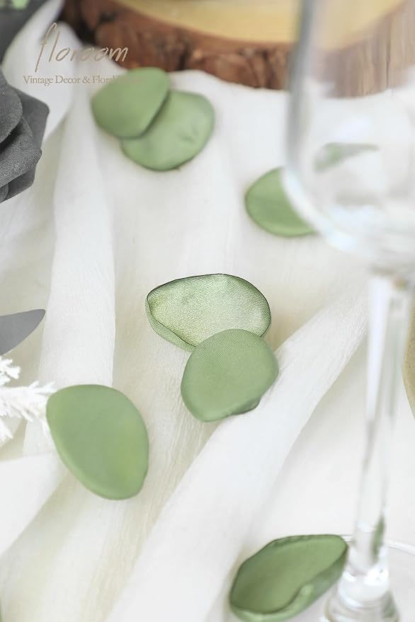Floroom 300pcs Rose Petals Sage Green Faux Silk Flower Petals - Image 3