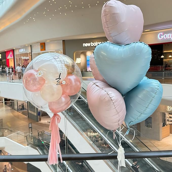 Pink Blue Heart Balloons, 18Inch Pastel Blue Helium Balloon - Image 7