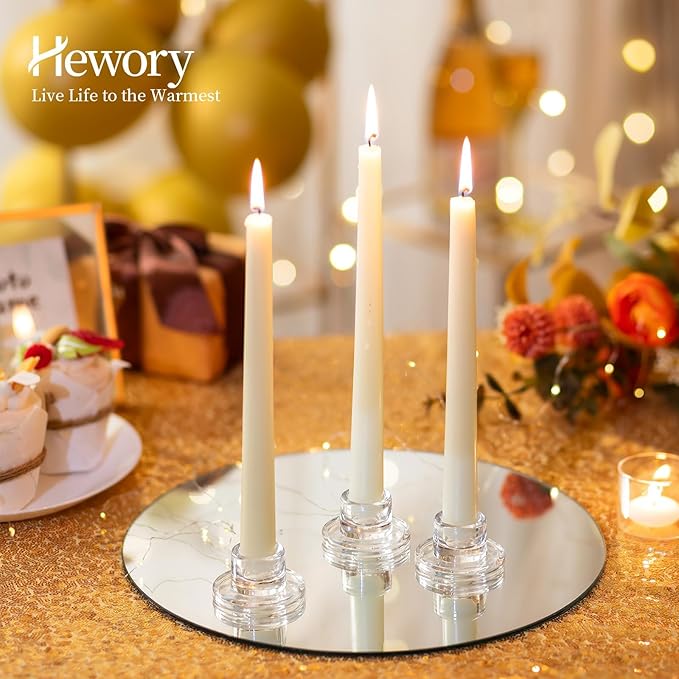 Hewory Glass Taper Candle Holders: 20 PCS Candlestick Holders Clear Short - Image 3