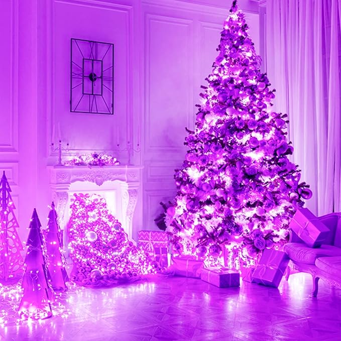 JMEXSUSS 91.5ft 250 LED Purple String Lights Indoor, Connectable 8 Modes Purple - Image 3
