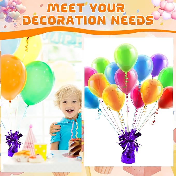 8 Pcs Purple Metallic Balloon Weights Holder Anchors Balloon Holder Weights - Image 6