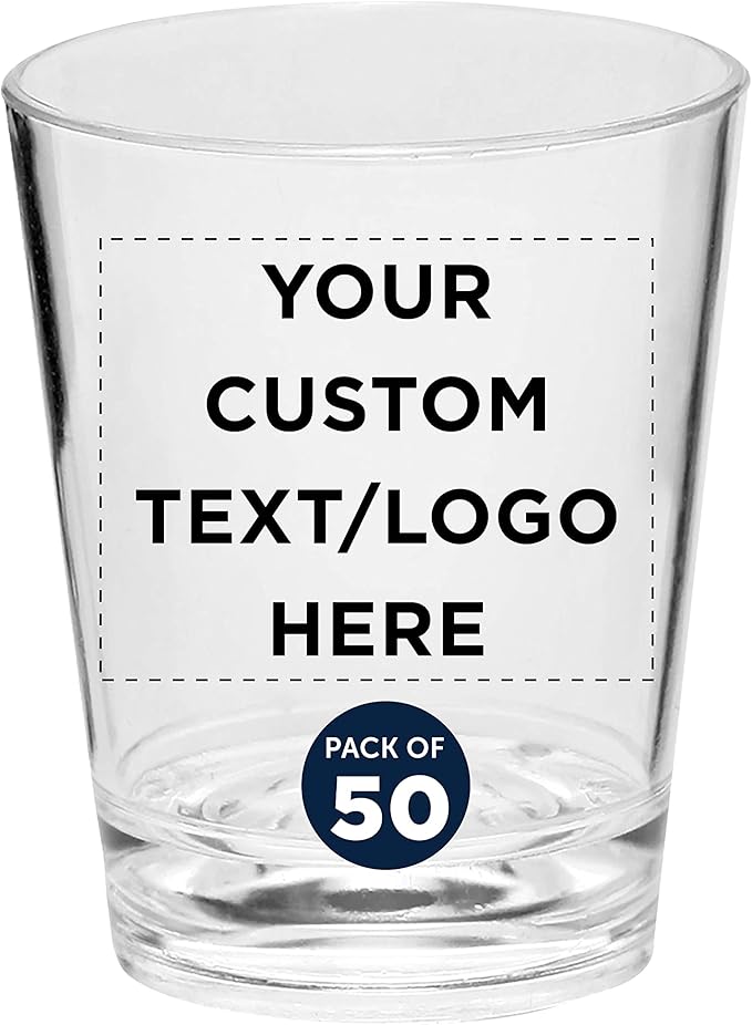 DISCOUNT PROMOS Custom Translucent Plastic Shot Glasses 1.5 oz. Set of 50 by DISCOUNTPROMOS