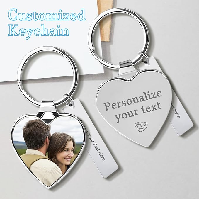Custom Keychain with Picture Double-sided Personalized Photo Text Keychain - Image 5