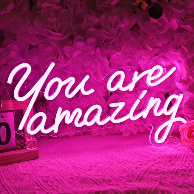 SYLHOME Pink You Are Amazing Led Neon Light Sign Girls Bedroom Kids Room Wall - Image 5