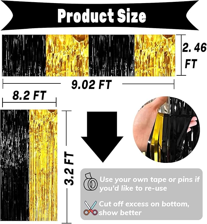 4P Metallic Foil Fringe Tinsel Table Skirts - Image 2