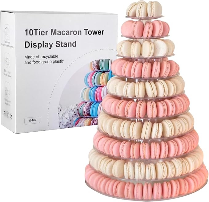 10 Tiers Macaroon Tower Stand, Round Macaron Tower Cake Display Rack Plastic by kithing