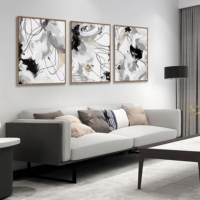 myusuar 3 Piece Large Modern Abstract Canvas Framed Wall Art - Image 4