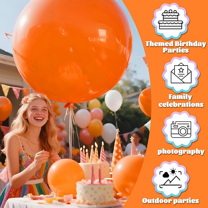 KAWKALSH Orange Balloons 9pcs, 36 Inch Large Orange Balloons - Image 3