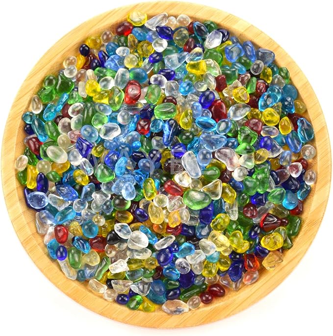 Rainbow Glass Stones, 1Lb/460g Irregular Sea Glass Pebbles Non-Toxic Artificial - Image 6