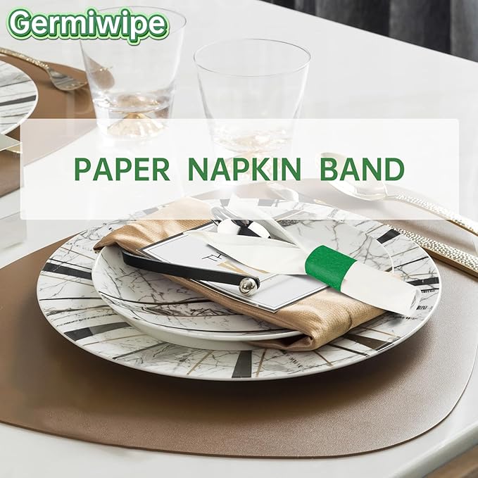 Germiwipe Paper Napkin Band Box of 500, Napkin Rings Self Adhesive - Image 5