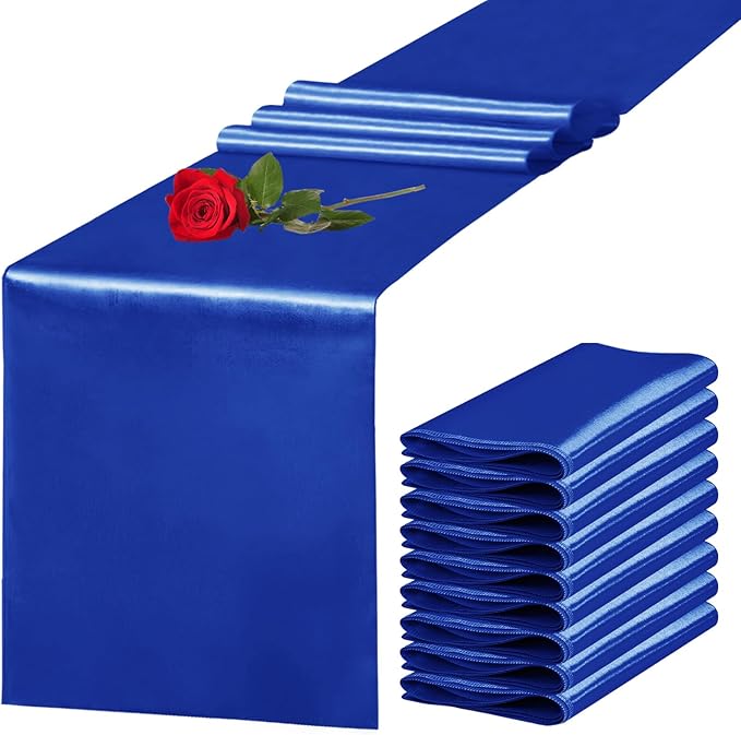 10 Pack Satin Table Runner 12 x 108 Inch Long Royal Blue Silk Table Runner by Unknown
