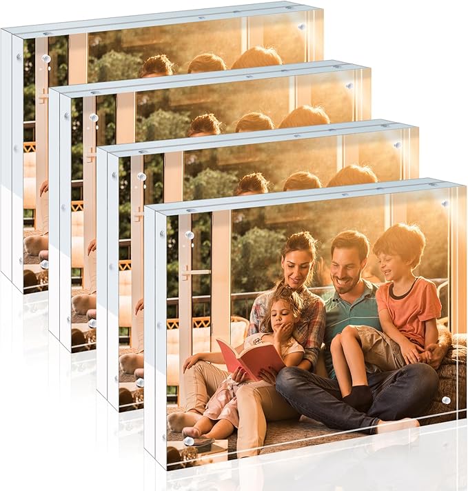 Egofine 8x10 Acrylic Frames 4 Pack, 20mm Thicker Frameless Clear Picture Frames by Egofine