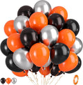 Black Orange Silver Balloons, Metallic Silver Matte Orange Black Balloon by Paready