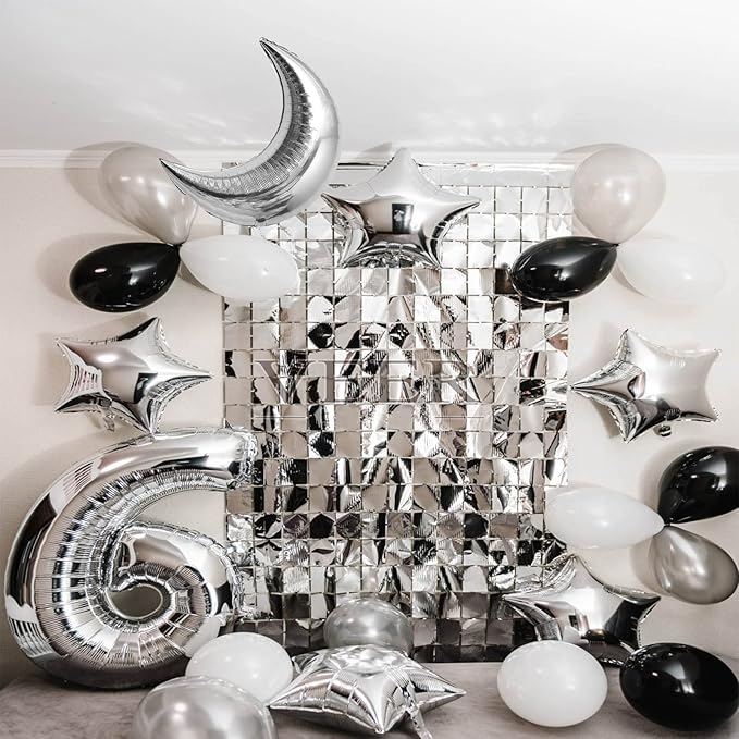 50pcs Silver Moon and Star Balloons - Image 6