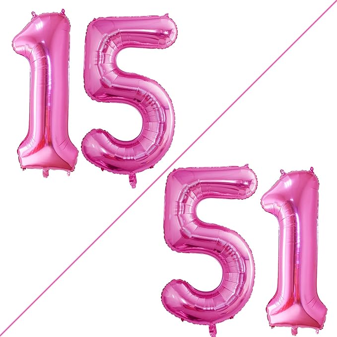 GOER Number 15 Balloons for 15th Birthday Sweet 15 Party Decorations, 42 Inch by GOER