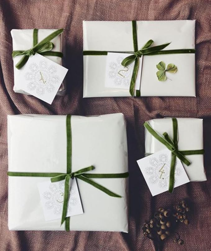 Olive Green Christmas Velvet Ribbon - Image 5