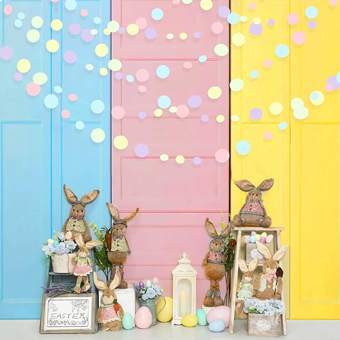 Pastel Party Decorations Blue Purple Pink Yellow Green Circle Dots Garland - Image 5