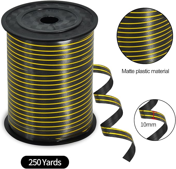 TONIFUL Curling Ribbon-Black Gold Balloon Curling Ribbons-250 Yards Balloon - Image 2