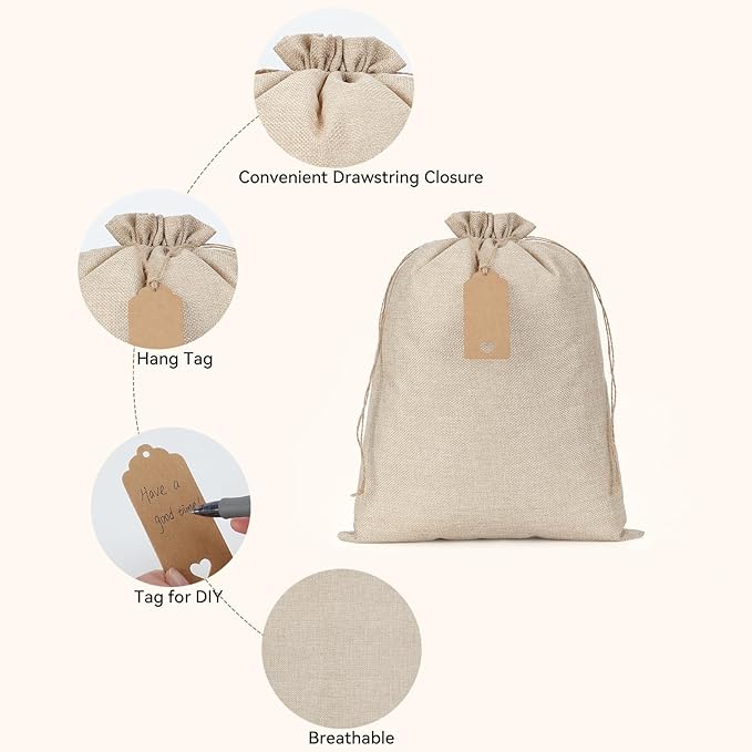 Tapleap Burlap Gift Bags with Drawstring - Image 4